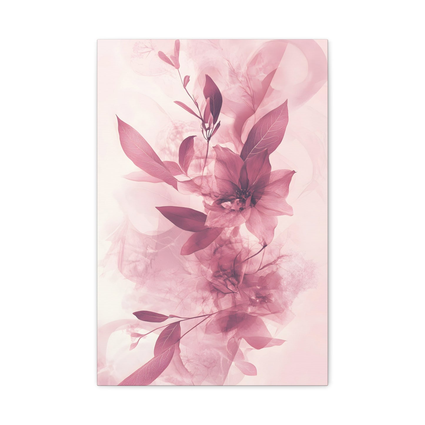 Blush Floral Canvas Wall Art — Pink Botanical Matte Stretched Canvas
