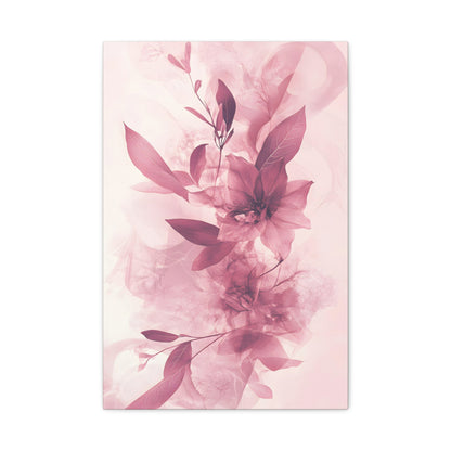 Blush Floral Canvas Wall Art — Pink Botanical Matte Stretched Canvas