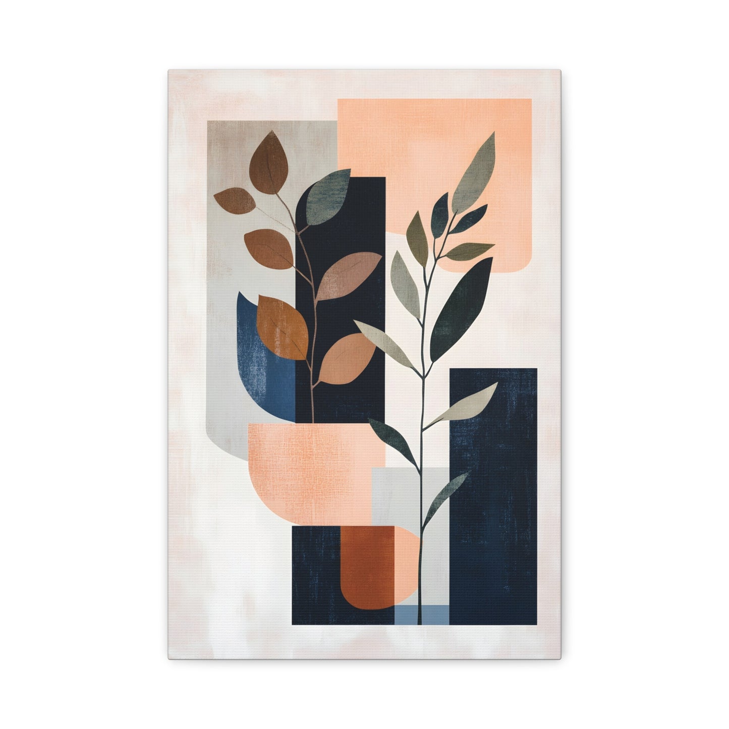 Geometric Shapes with Leaf Illustration Print