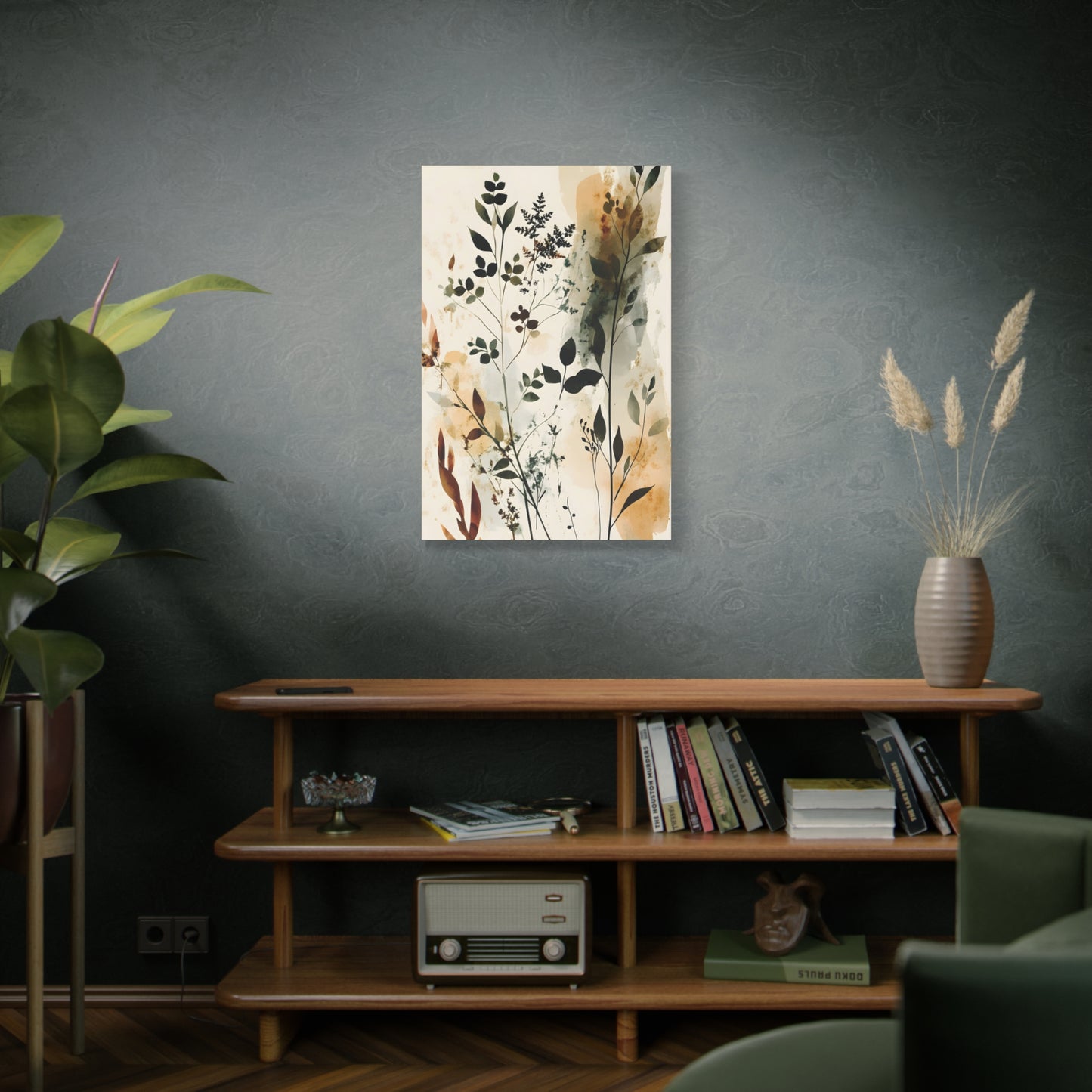 Botanical Watercolor Canvas Print — Neutral Floral Wall Art