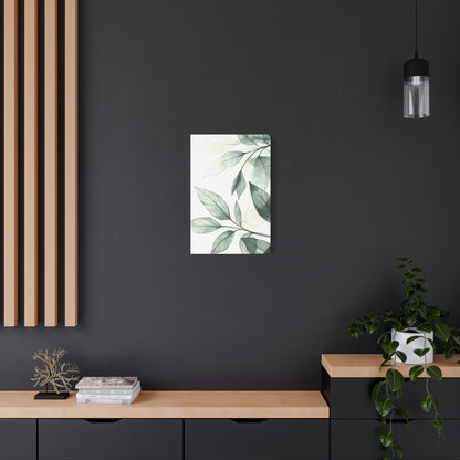 Botanical Leaf Canvas Print – Green Watercolor Stretched Wall Art