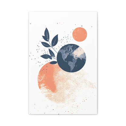 Abstract Earth Art Canvas Print — Botanical Planet Wall Decor