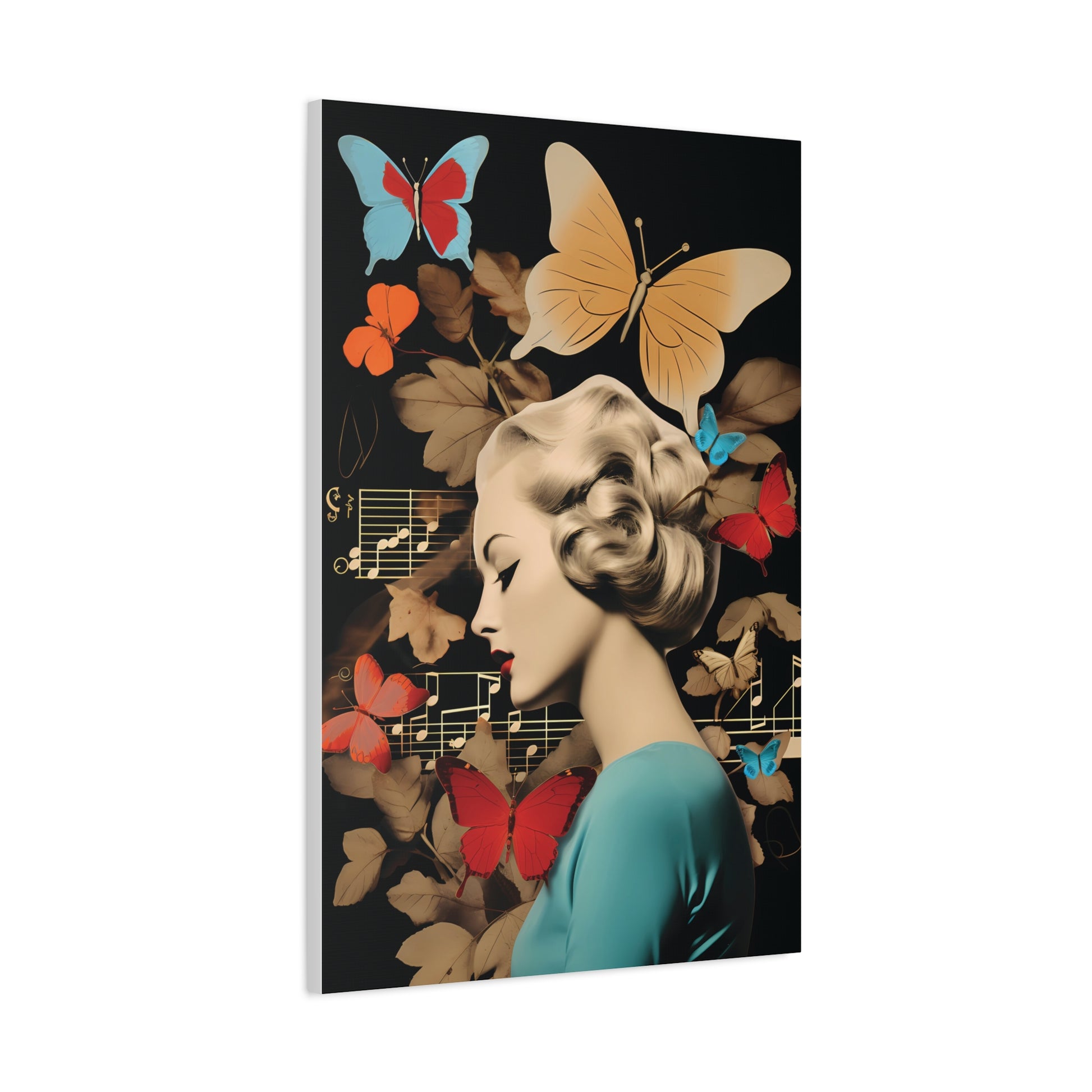 Elegant Butterfly Wall Art Canvas Print, Retro Home Decor