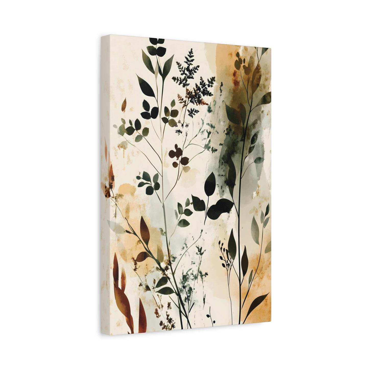 Botanical Watercolor Canvas Print — Neutral Floral Wall Art