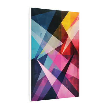 Prismatic Fusion Abstract Canvas Art: Geometric Color Burst