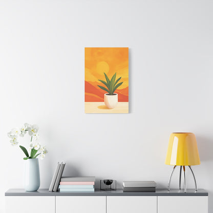 Minimalist Plant Poster in Warm Sunset Tones