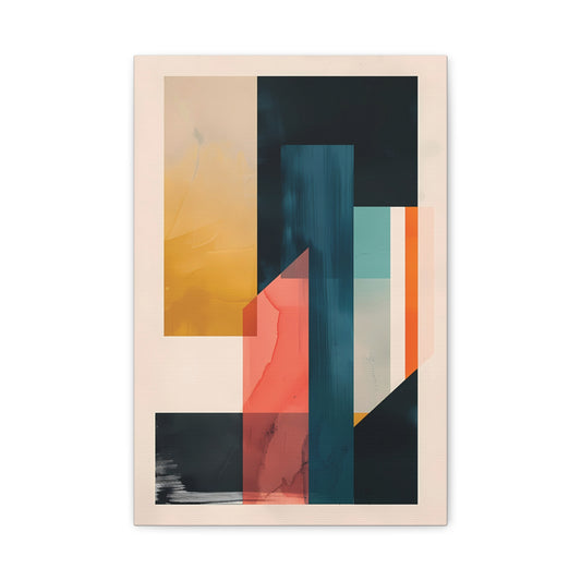 Abstract Geometric Canvas Art — Modern Colorblock Matte Stretched Print