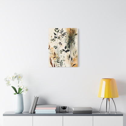 Botanical Watercolor Canvas Print — Neutral Floral Wall Art