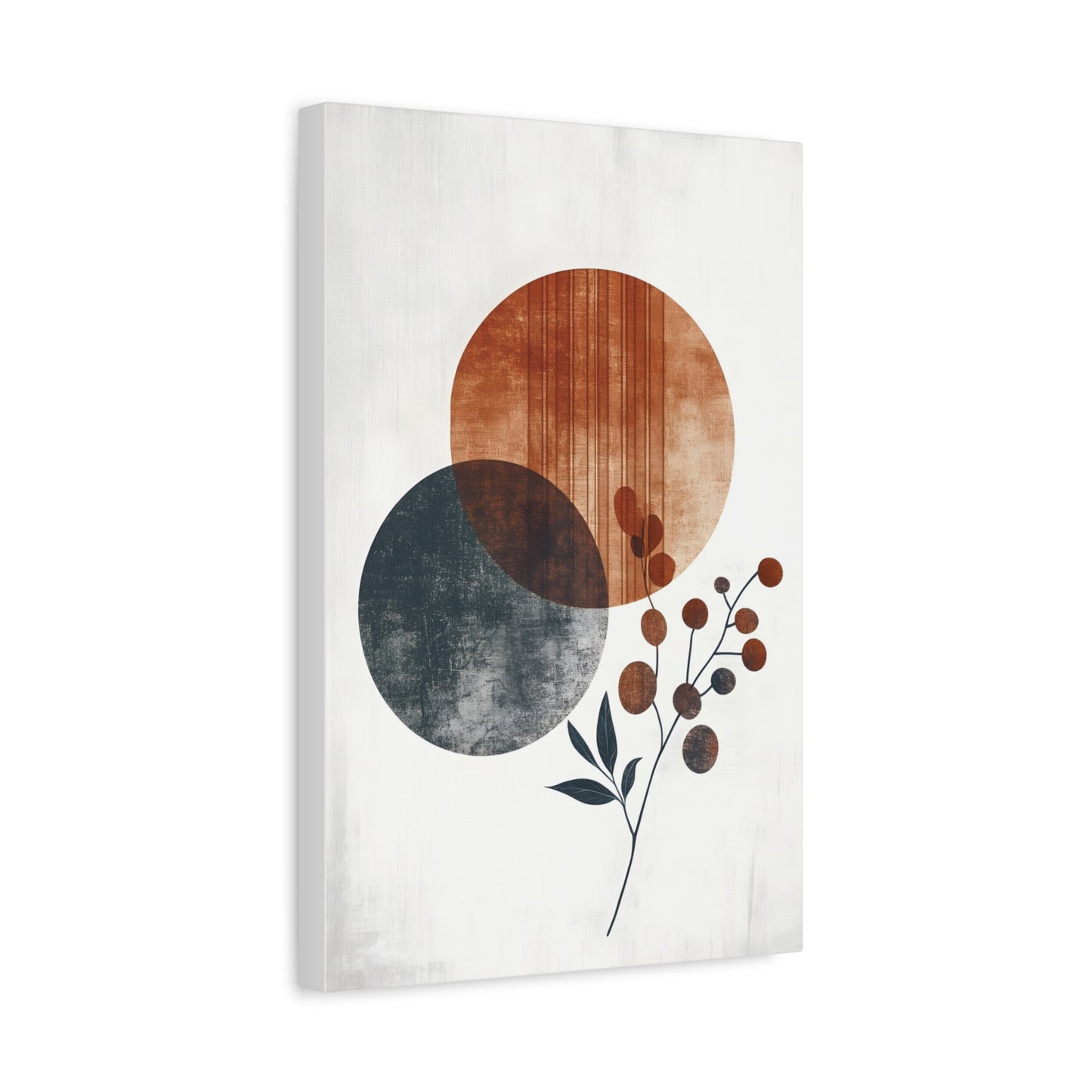 Terracotta and Charcoal Abstract Circle Print