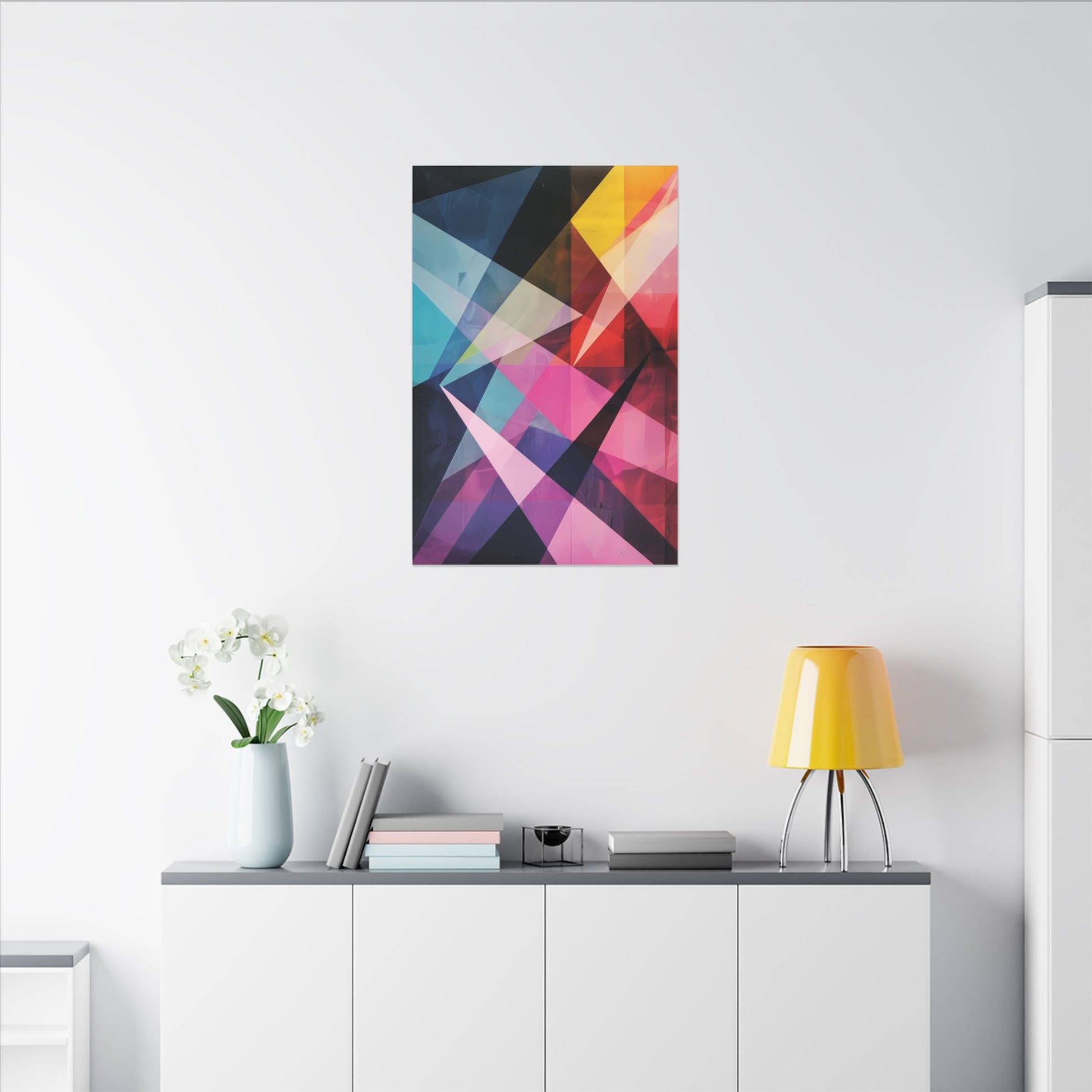 Prismatic Fusion Abstract Canvas Art: Geometric Color Burst