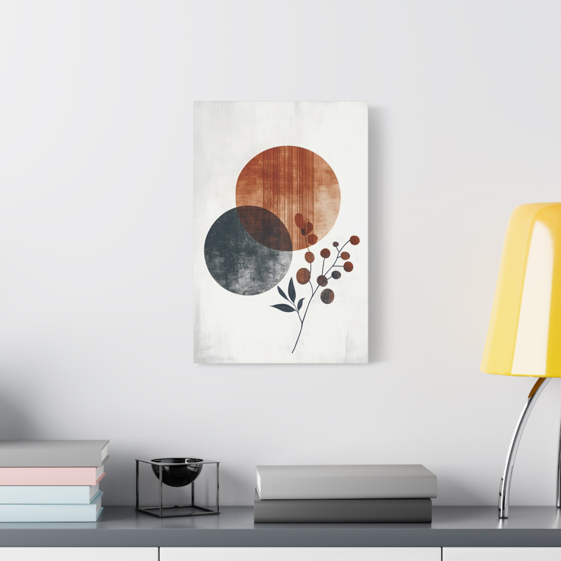Terracotta and Charcoal Abstract Circle Print