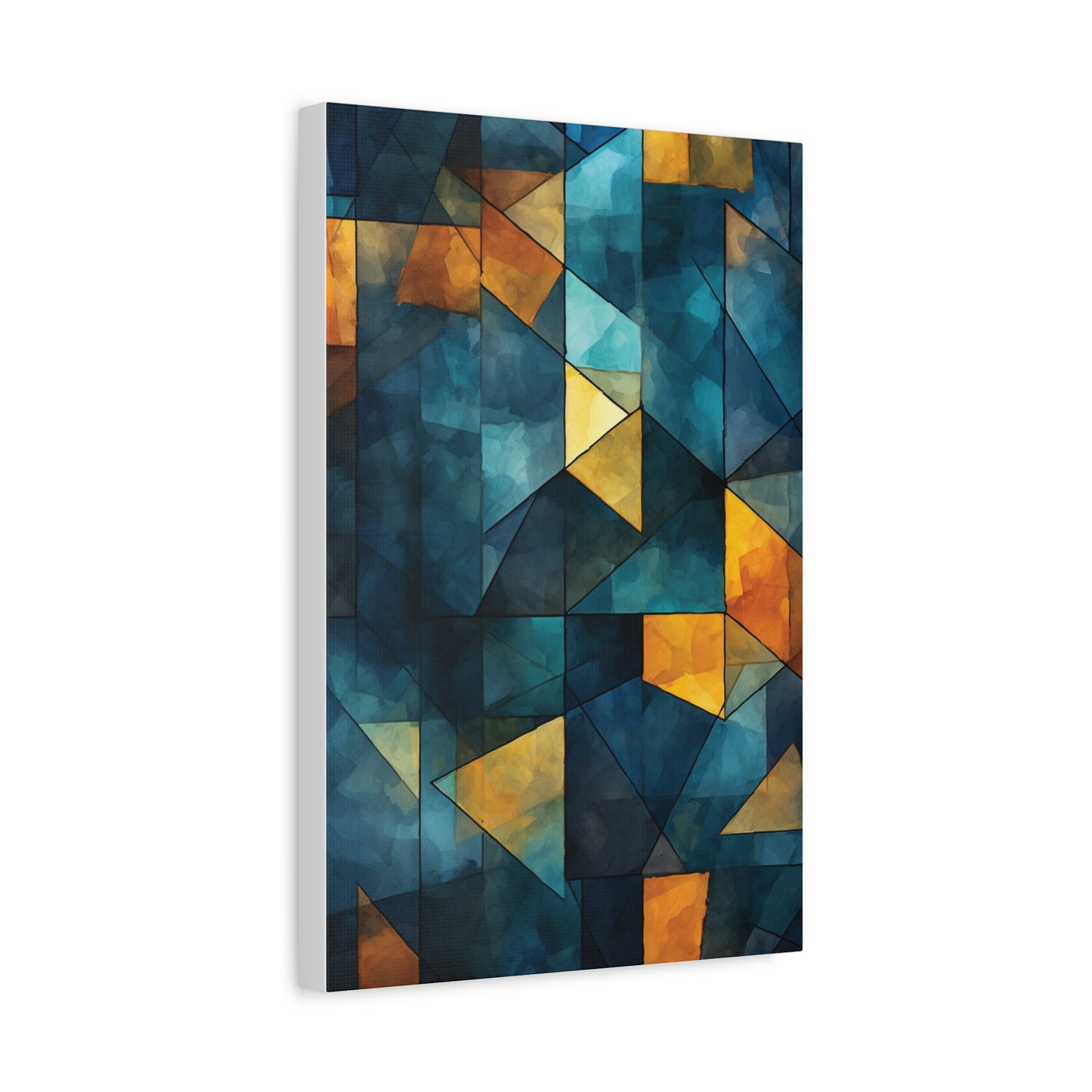 Midnight Mosaic” — Blue & Gold Abstract Print