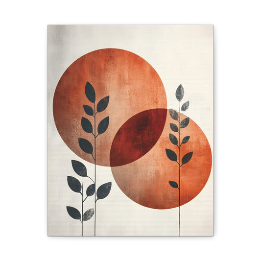 Abstract Botanical Canvas Print — Terracotta Circles Wall Art