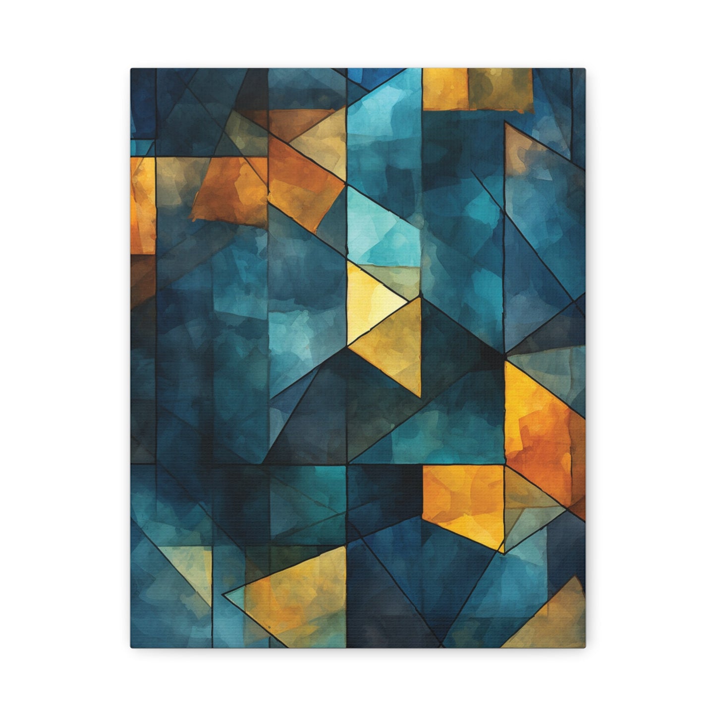Midnight Mosaic” — Blue & Gold Abstract Print