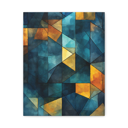 Midnight Mosaic” — Blue & Gold Abstract Print