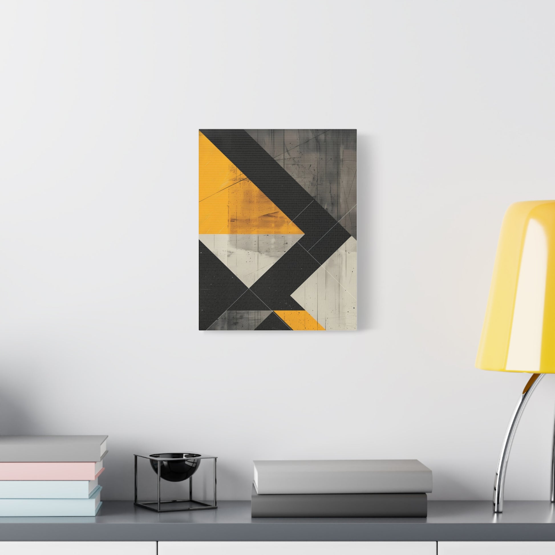Golden Angles — Modern Yellow Geometric Abstract Wall Art