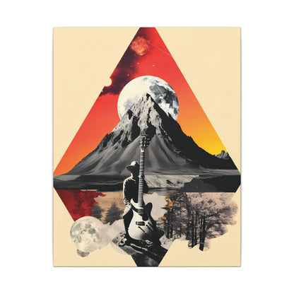 Mountain Music Canvas Art Print - Vibrant Guitar & Landscape Decor
