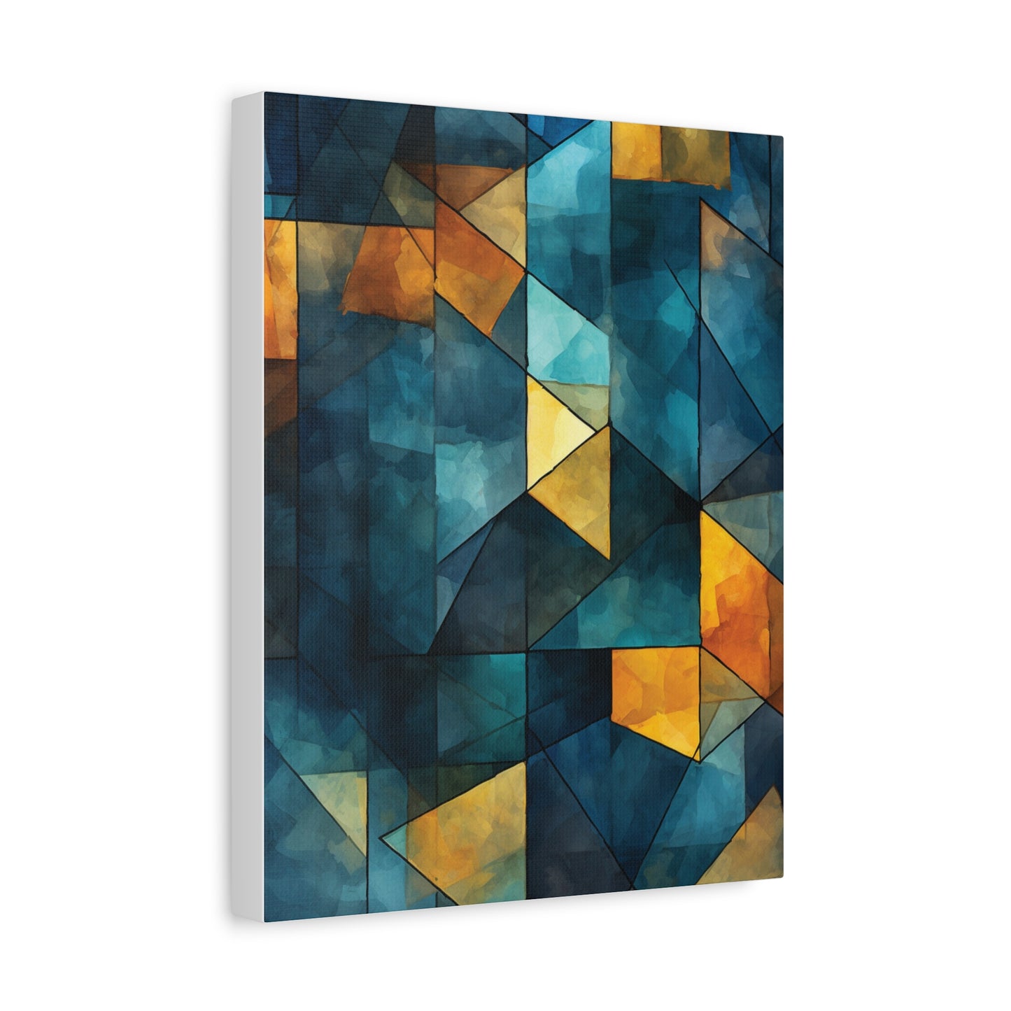 Midnight Mosaic” — Blue & Gold Abstract Print