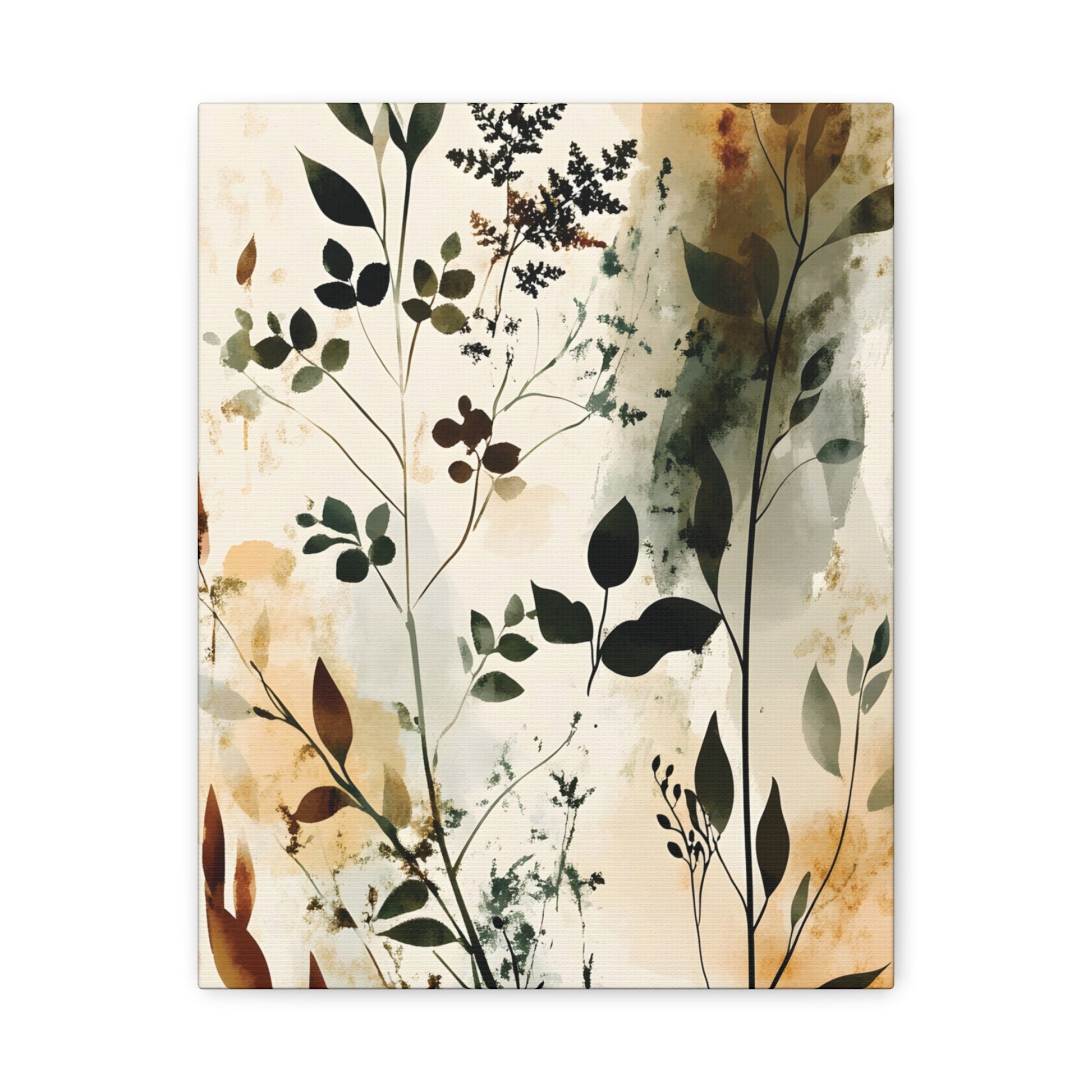 Botanical Watercolor Canvas Print — Neutral Floral Wall Art
