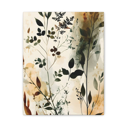 Botanical Watercolor Canvas Print — Neutral Floral Wall Art