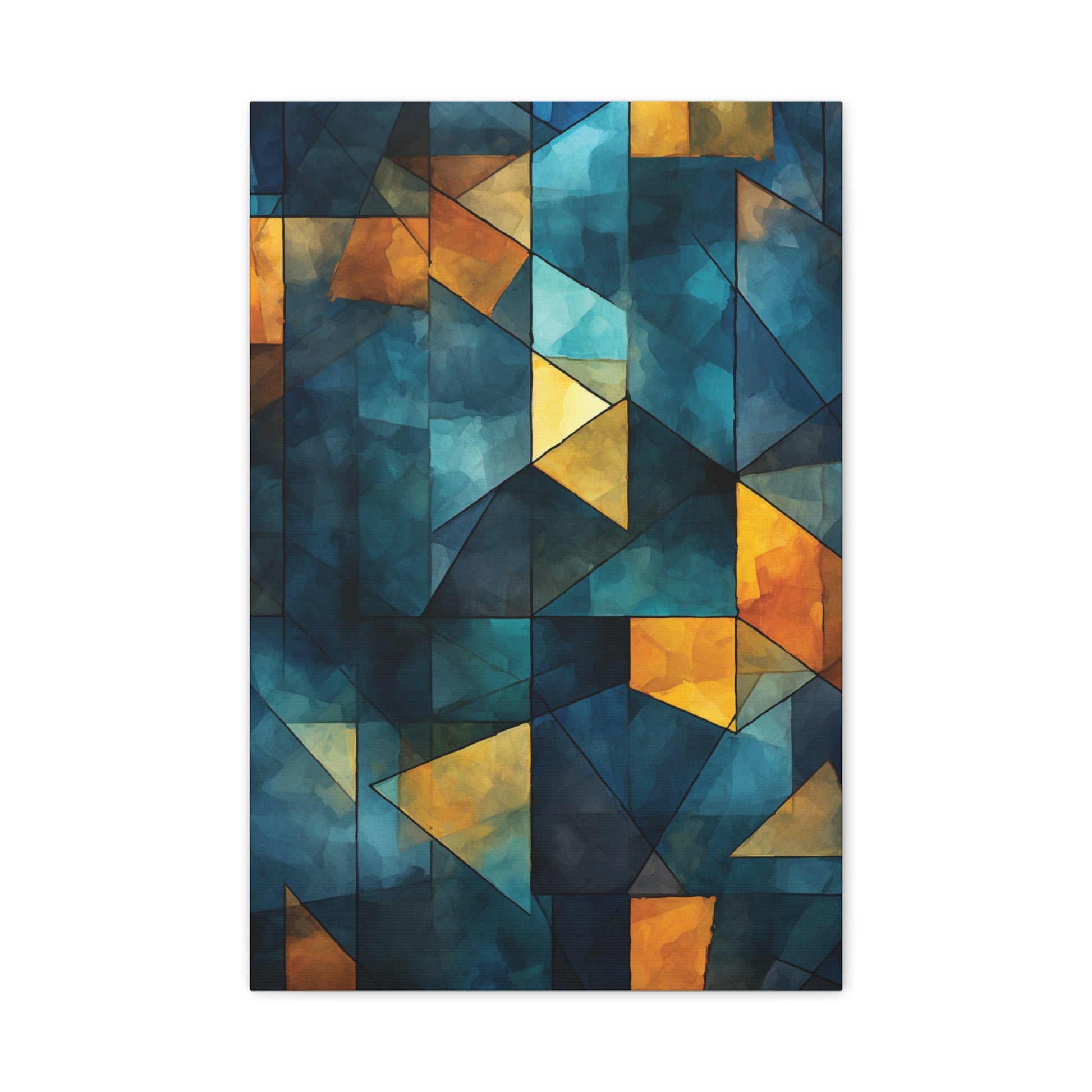 Midnight Mosaic” — Blue & Gold Abstract Print