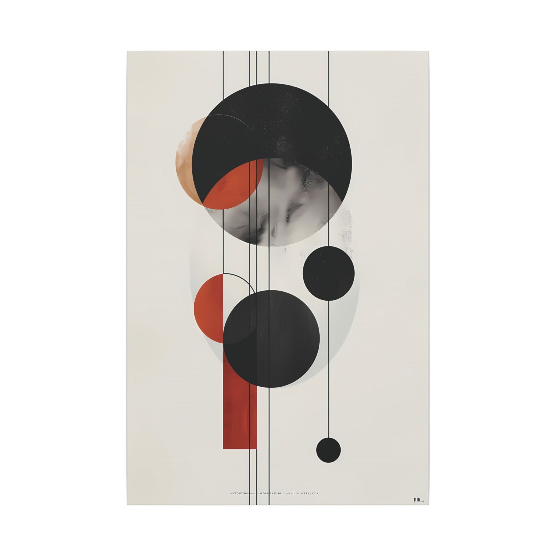 Modern Abstract Geometric Canvas Print: Black, Terracotta & Red Circles