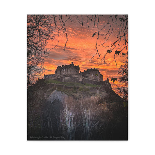 Edinburgh Castle Sunset - Matte Canvas Print By Photographer Fergus King