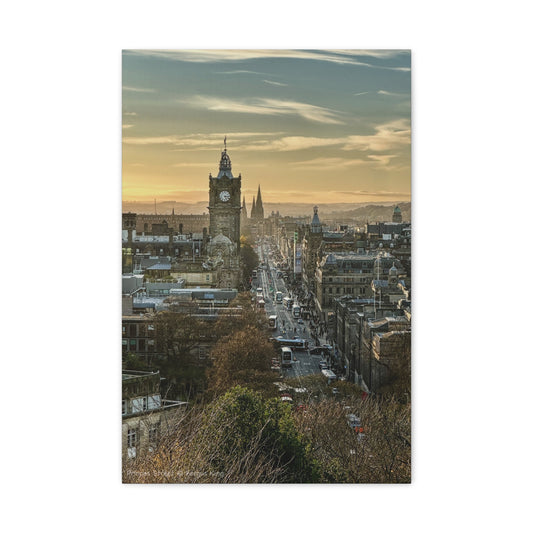 Princes Street Canvas Print – Edinburgh Cityscape Wall Art by Photographer Fergus King