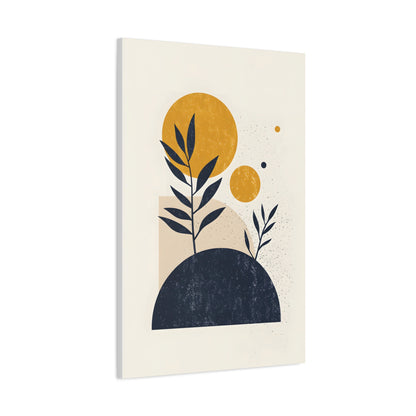 Minimalist Sun and Leaves Illustration