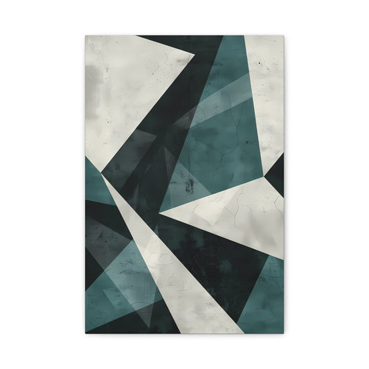Fractured Teal — Abstract Geometric Art Print