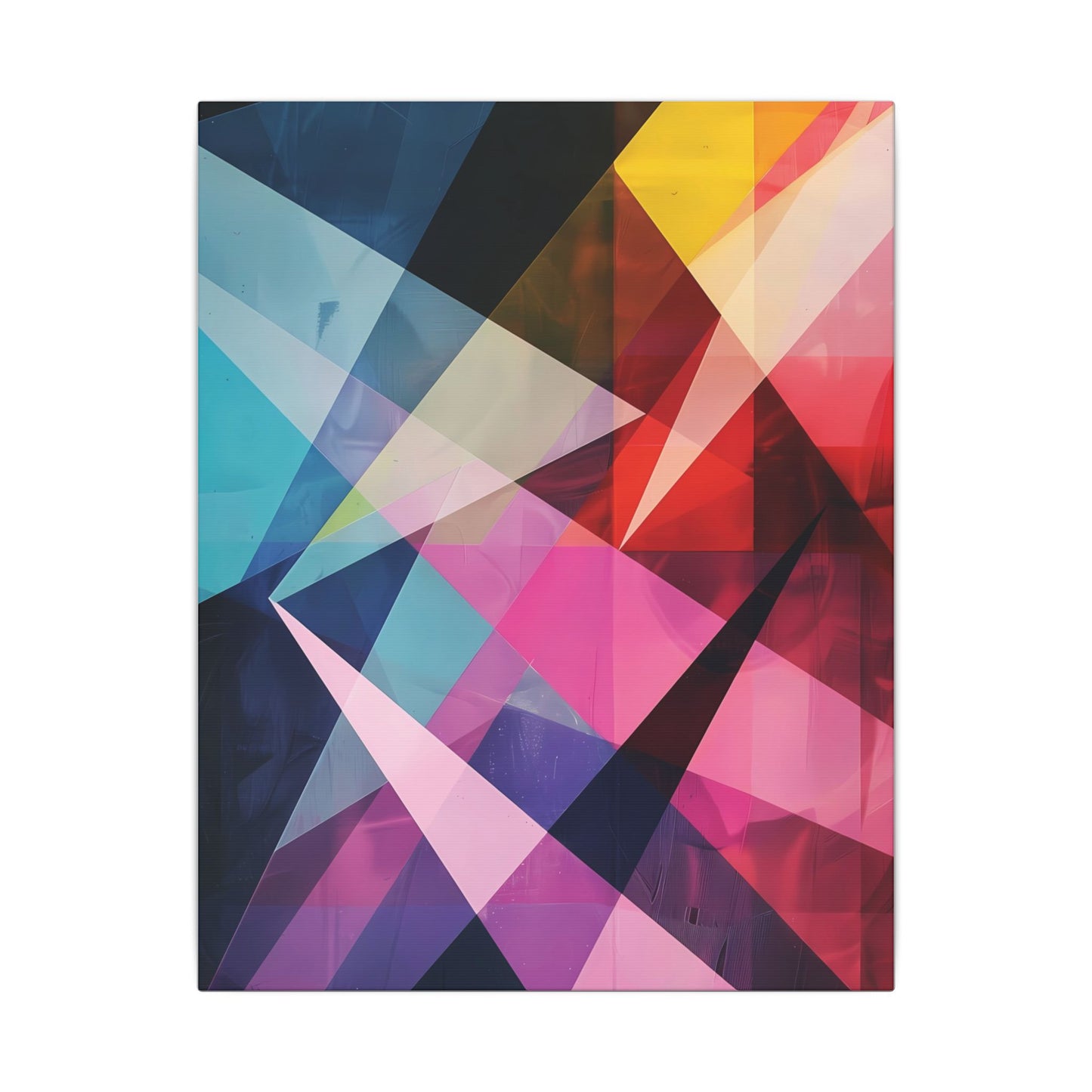 Prismatic Fusion Abstract Canvas Art: Geometric Color Burst