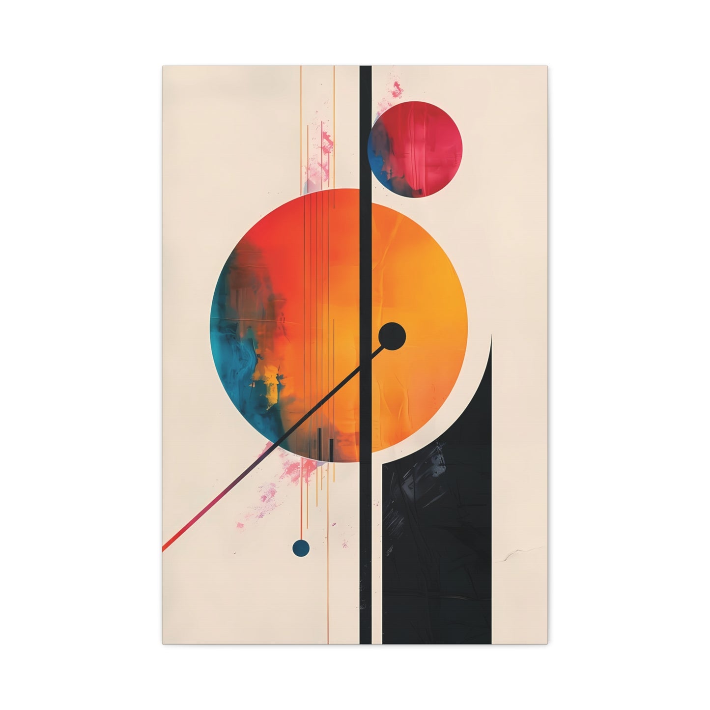 Abstract Geometric Canvas Art — Colorful Retro Sun & Planets Matte Stretched Canvas
