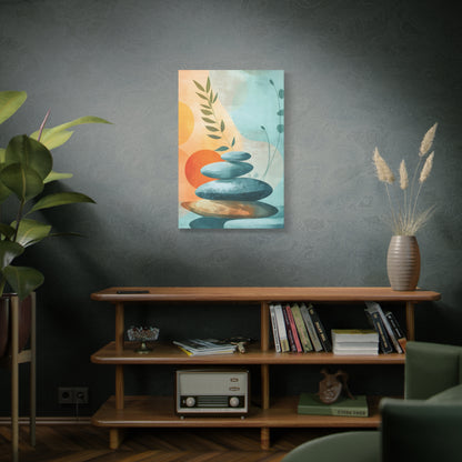 Zen Stack Abstract Canvas Wall Art — Tranquil Stones & Sun Matte Stretched Canvas