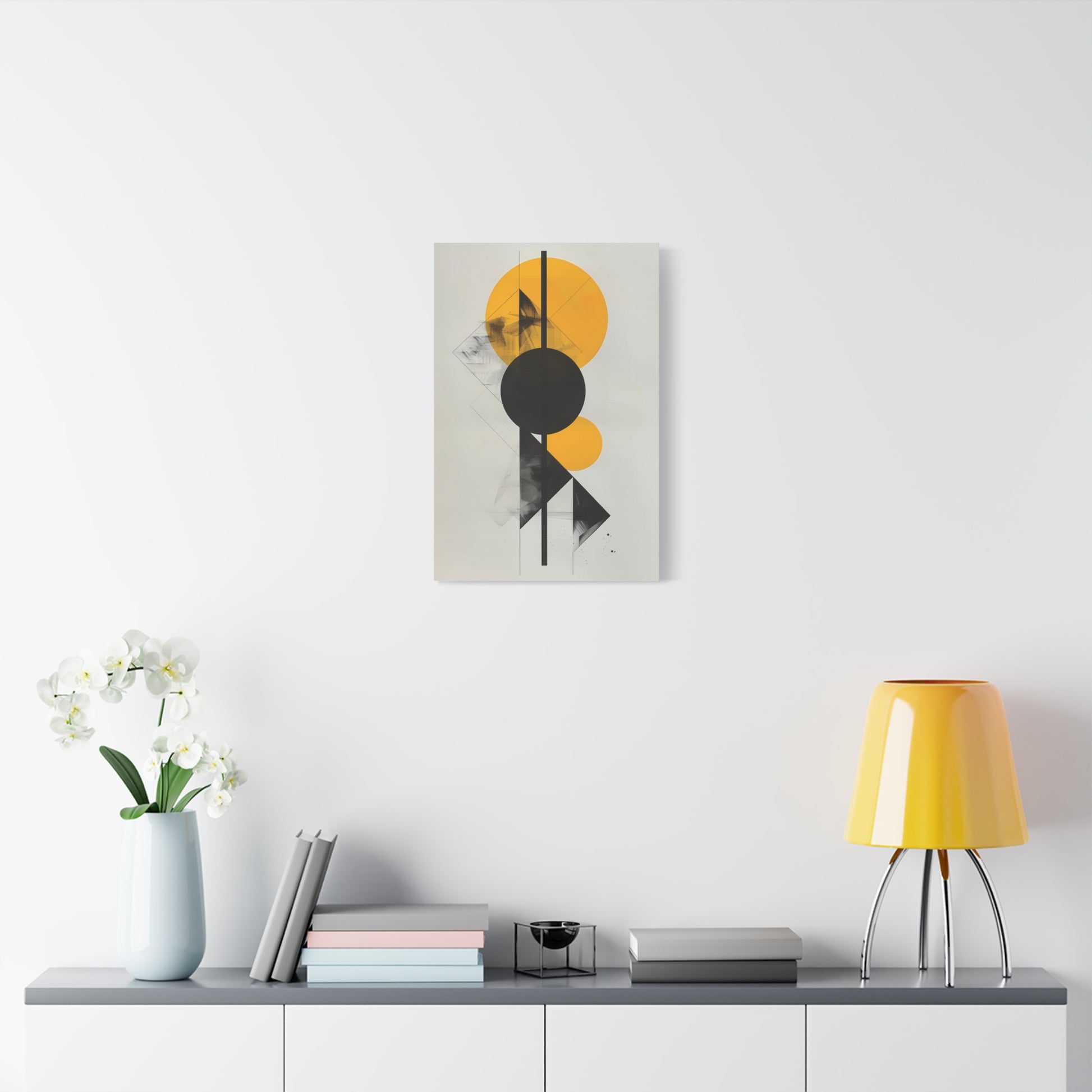 Bauhaus Circles — Yellow and Black Minimalist Print