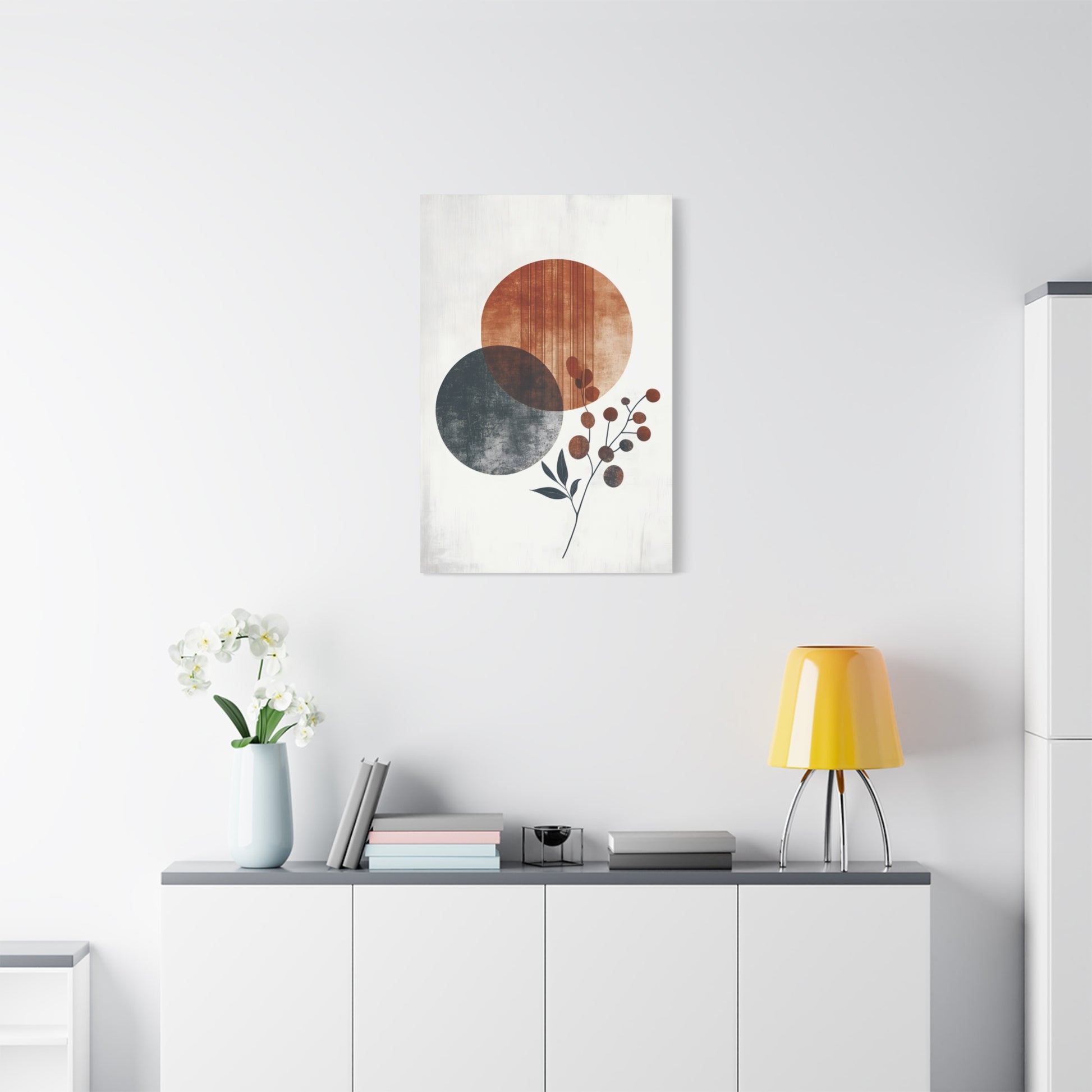 Terracotta and Charcoal Abstract Circle Print