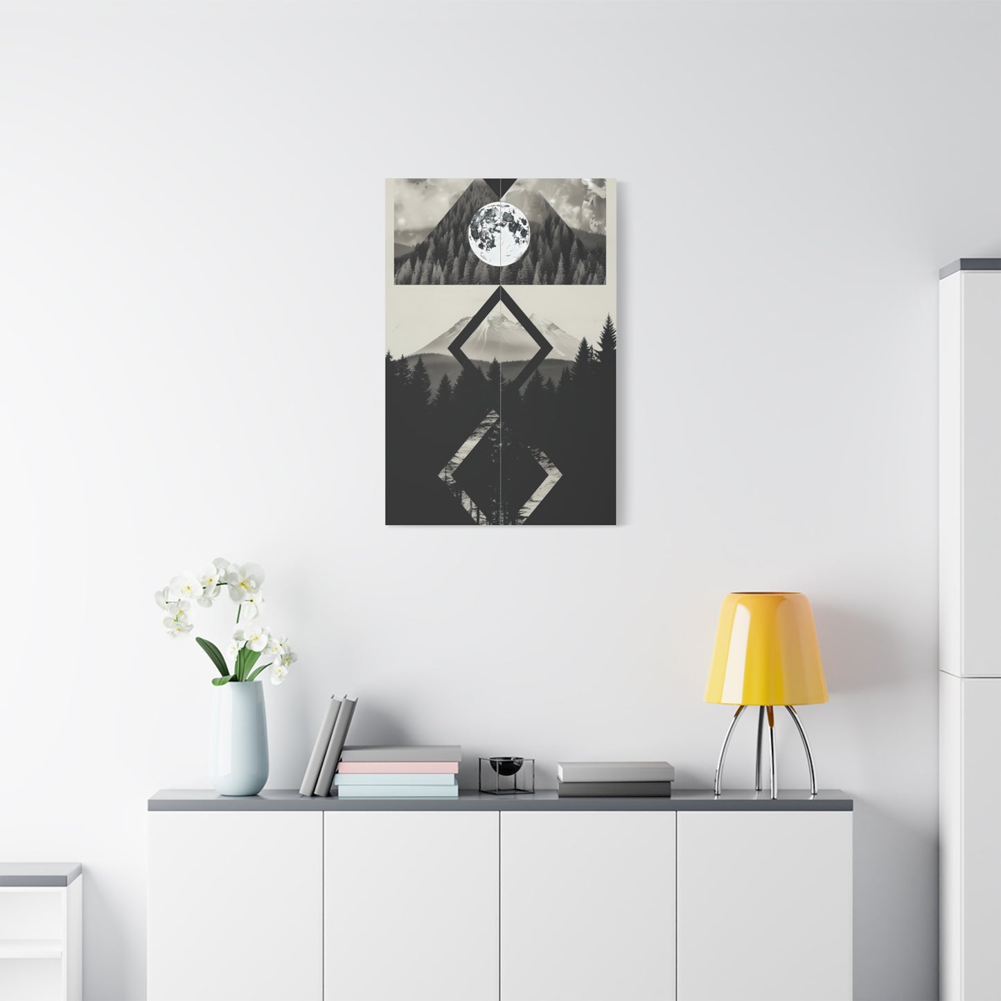 Black and White Mountain Canvas Art Print