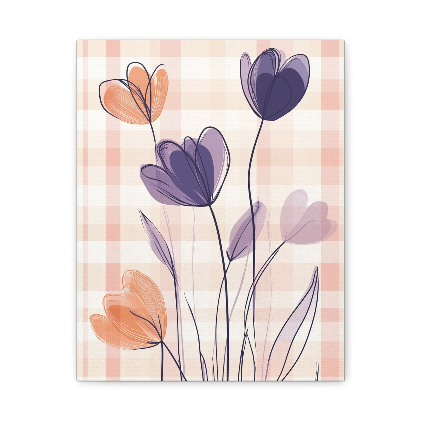 Plaid Garden — Abstract Floral Line Art Print