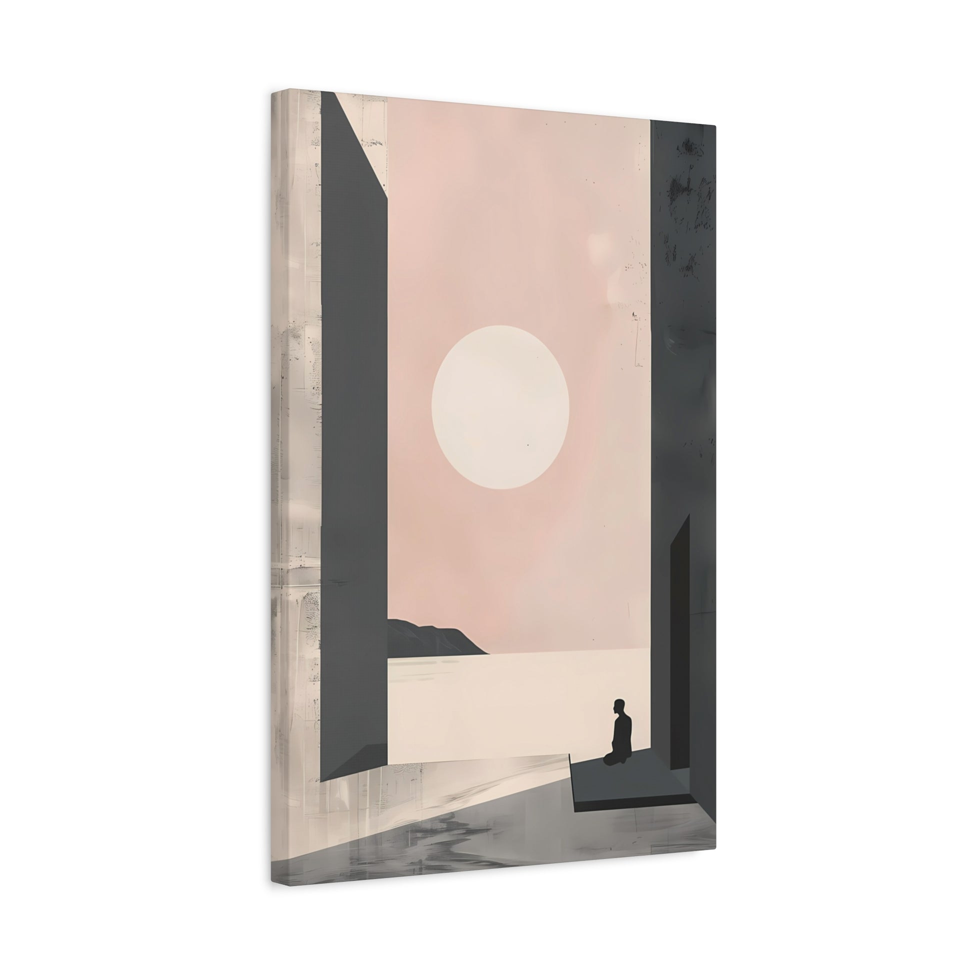 Serene Sunset Minimalist Canvas Art — Meditation Seascape Matte Stretched Print