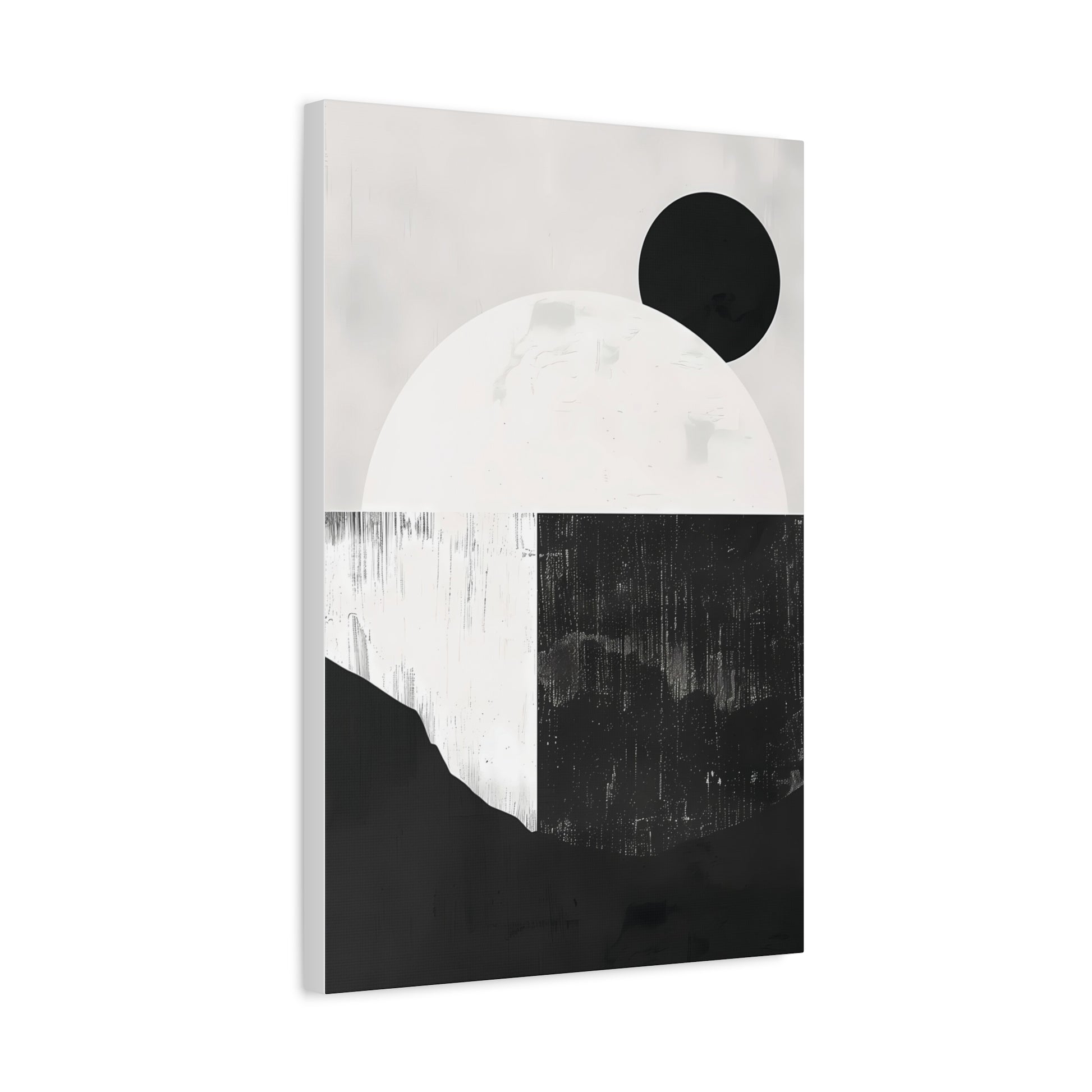Monochrome Geometric Landscape Canvas