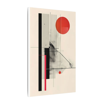 Bauhaus Inspired Canvas Print: Geometric Structure in Black and Sun Red