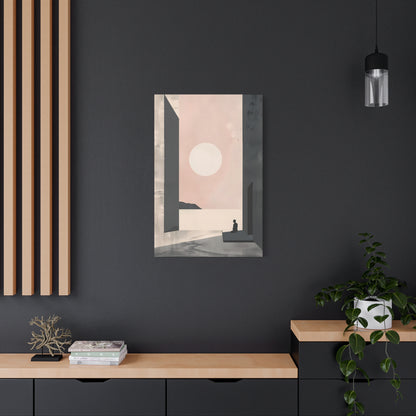 Serene Sunset Minimalist Canvas Art — Meditation Seascape Matte Stretched Print
