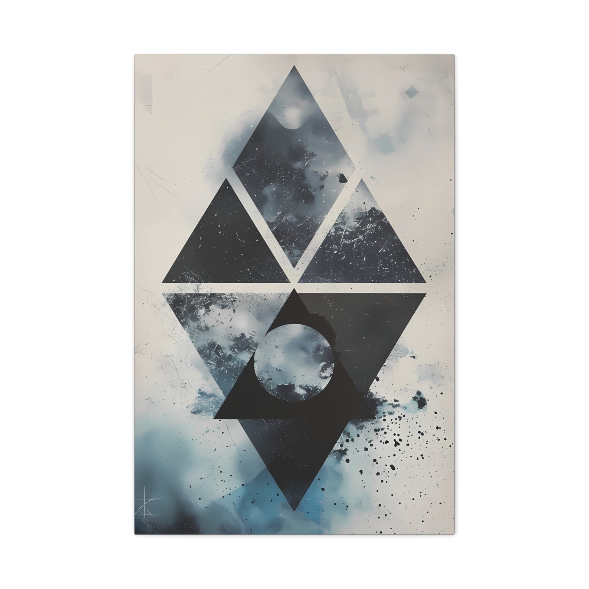 Geometric Galaxy Canvas Wall Art — Abstract Triangle Moon Print