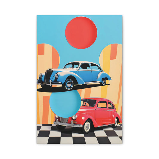 Colorful Retro Car Canvas Art, Ideal for Home Decor