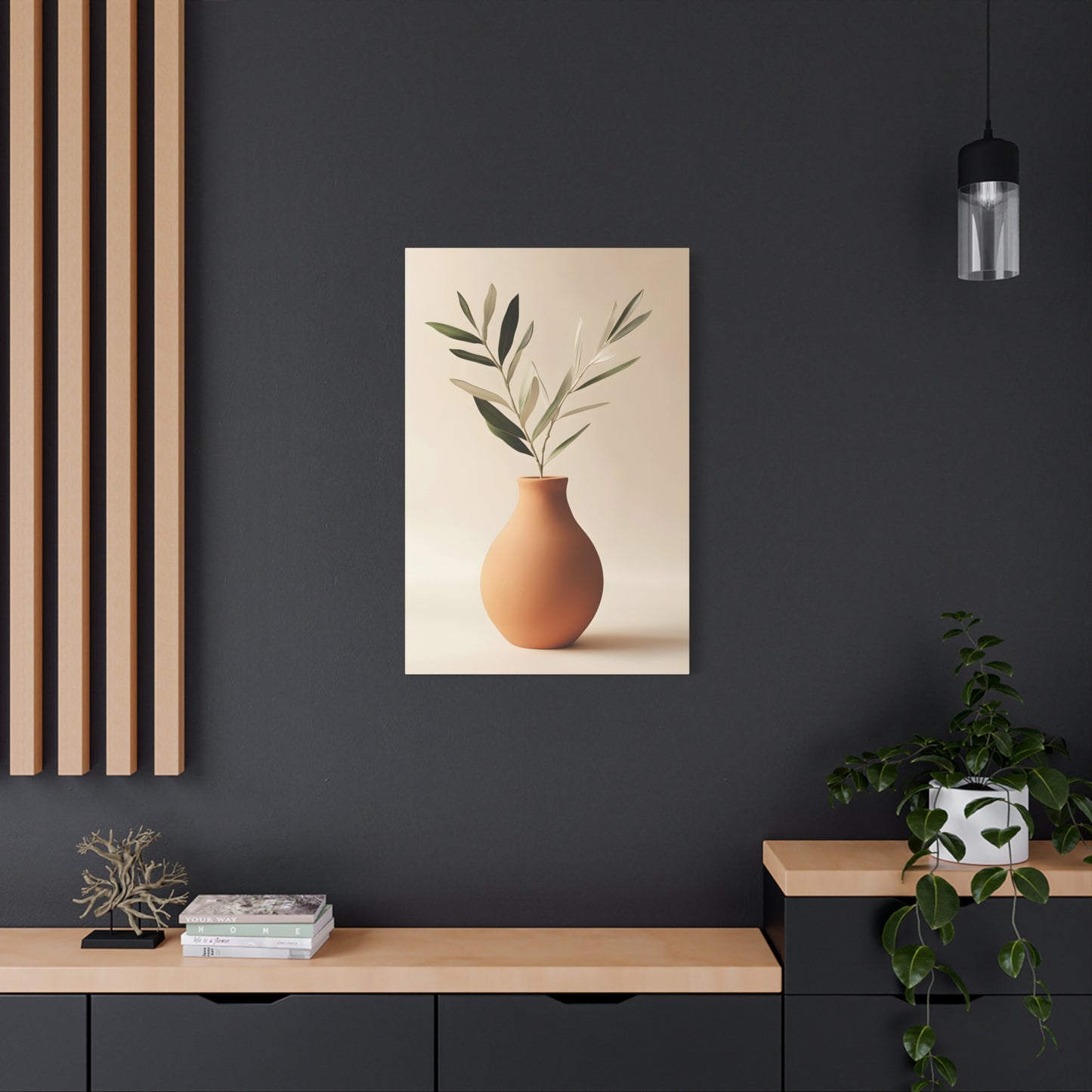 Minimal Terracotta Vase Canvas Print — Matte Stretched Wall Art