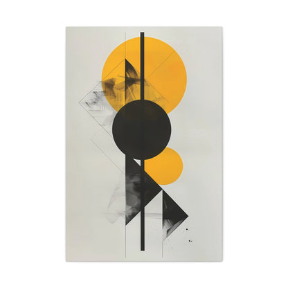 Bauhaus Circles — Yellow and Black Minimalist Print