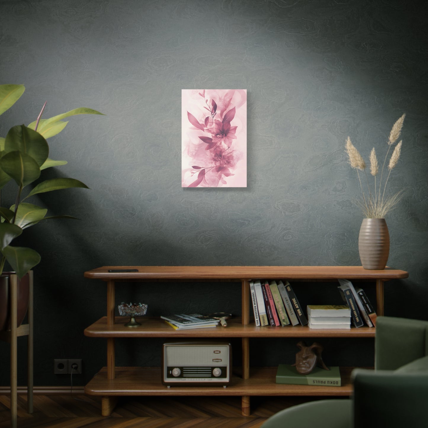 Blush Floral Canvas Wall Art — Pink Botanical Matte Stretched Canvas