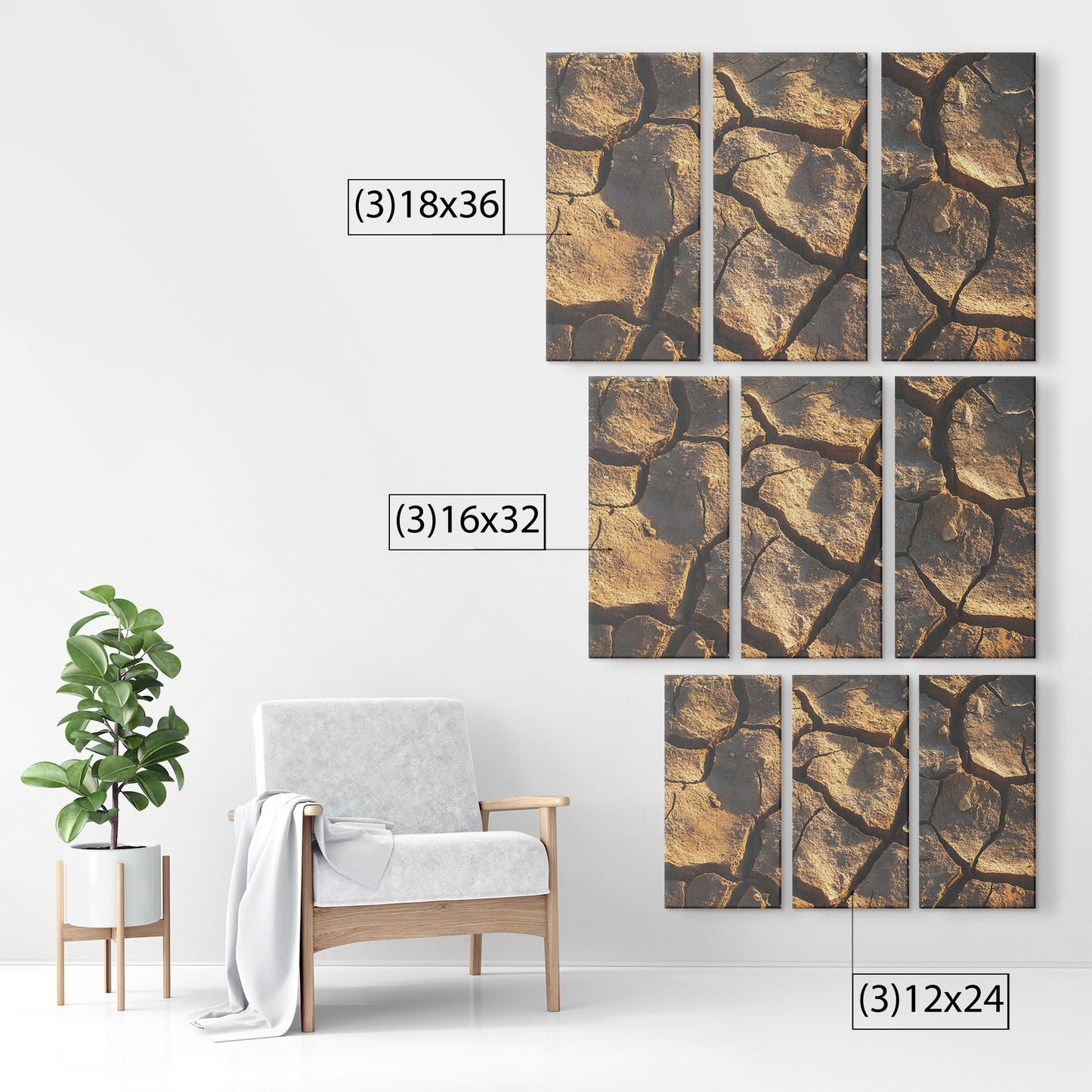 3 Piece Desert Fracture Canvas Art