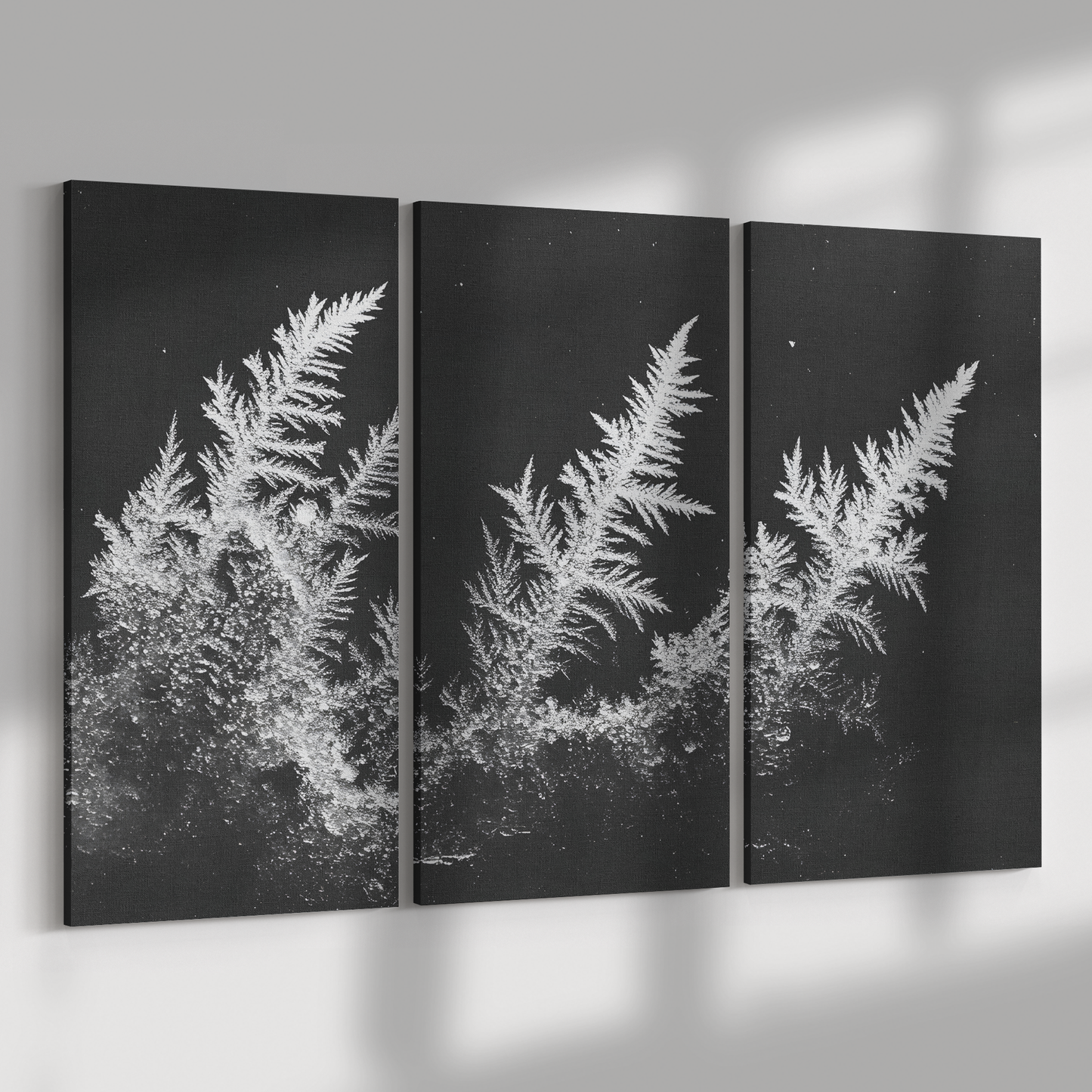 3 Piece Frozen Fern Leaf Canvas Art