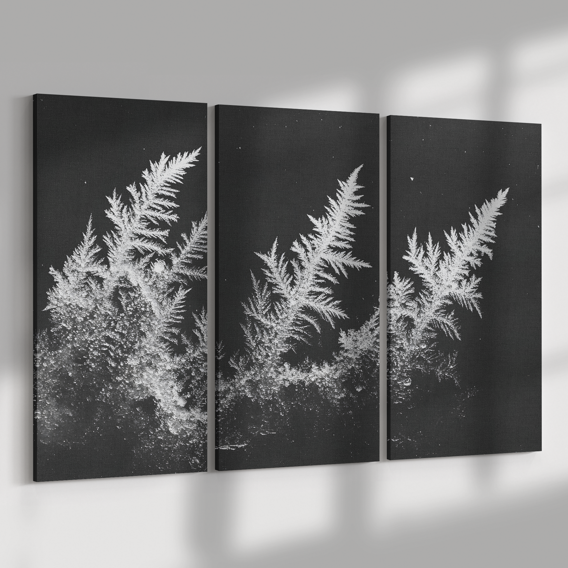 3 Piece Frozen Fern Leaf Canvas Art