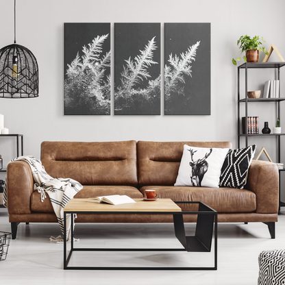 3 Piece Frozen Fern Leaf Canvas Art